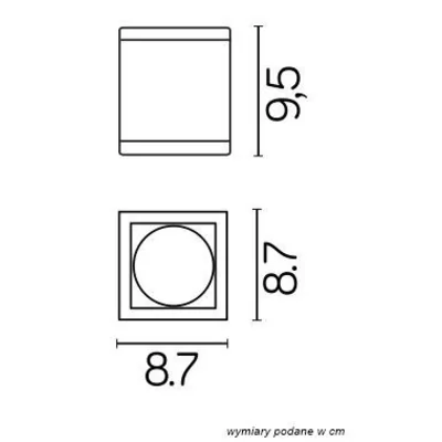 ADELA MIDI Lampa zewnętrzna sufitowa 8,7x8,7 cm ciemny popiel