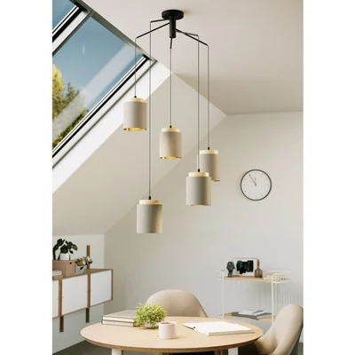 ALBARIZA Lampa wisząca pięciopunktowa 70cm 40W E27 IP20 cappuccino