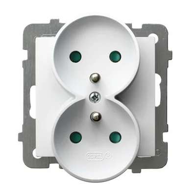 AS Gniazdo podwójne z uziemieniem z przesłonami torów prądowych białe