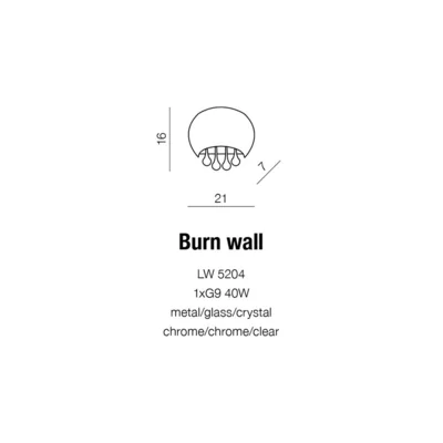 BURN WALL Lampa ścienna chrom