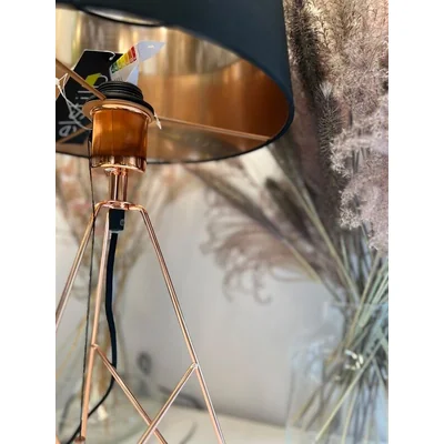 CAMPORALE Lampa stołowa E27 IP20 miedziana z czarnym abażurem