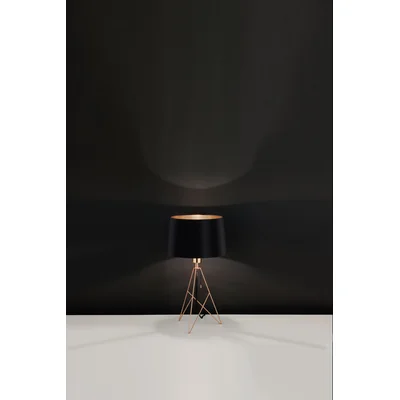 CAMPORALE Lampa stołowa E27 IP20 miedziana z czarnym abażurem