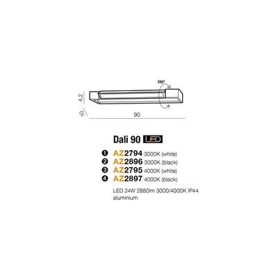 DALI 90 Lampa ścienna czarna 3000K