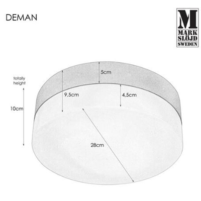 DEMAN IP44  Lampa sufitowa czarna/biała