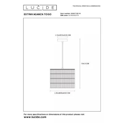 EXTRAVAGANZA TOGO Lampa wisząca 25cm 60W E27 IP20 ochra