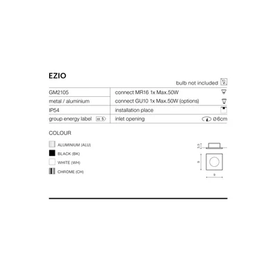 EZIO Lampa sufitowa wpuszczana czarna