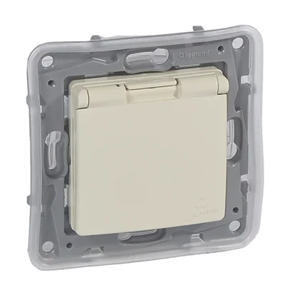 Gniazdo elektryczne pojedyncze IP44 kolor kremowy