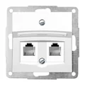 Gniazdo telefoniczne podwójne 2 x RJ12 keystone jack biały