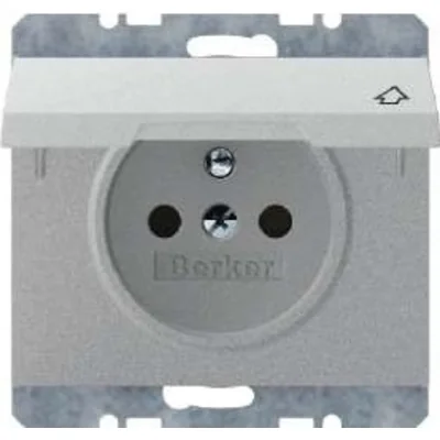 Gniazdo z uziemieniem i pokrywą, aluminiowy mat, lakierowany