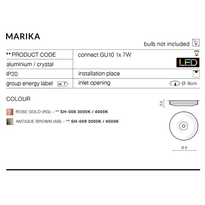 MARIKA Lampa sufitowa wpuszczana różowe złoto