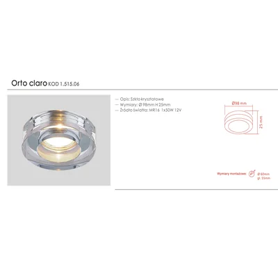 Orto Claro Lampa sufitowa wpuszczana chrom
