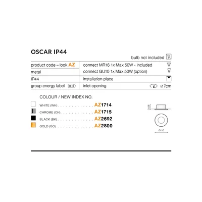 OSCAR Lampa sufitowa wpuszczana złota matowa