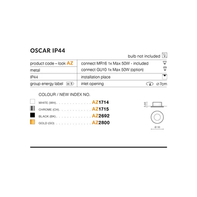 OSCAR Lampa sufitowa wpuszczana złota matowa