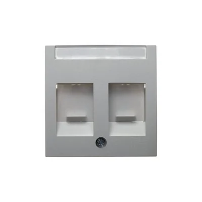 Płytka czołowa podwójna z zasuwami chroniącymi przed kurzem z polem opisowym - Alu mat