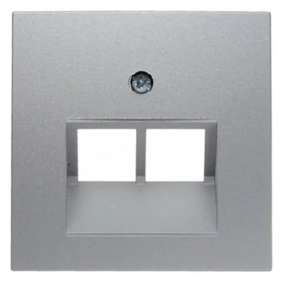 Płytka do gniazda przyłączeniowego UAE podwójnego (telefonicznego,komputerowego) aluminium mat