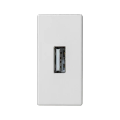 Płytka K45/2 złącza USB typ A żeńskie 22, 5x45mm + gniazdo, zaciski śrubowe, czysta biel