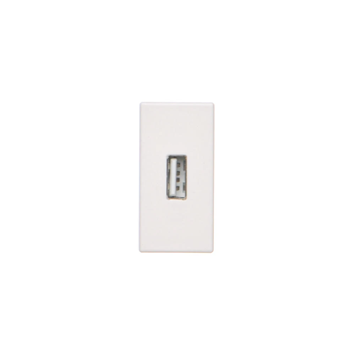 Płytka K45/2 złącza USB typ A żeńskie 22, 5x45mm + gniazdo, zaciski śrubowe, czysta biel