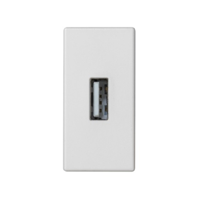 Płytka K45/2 złącza USB typ A żeńskie 22, 5x45mm + gniazdo, zaciski śrubowe, czysta biel