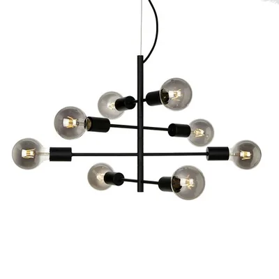Portel Lampa wisząca ośmiopunktowa 40cm 40W E27 IP20 czarna`