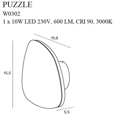 PUZZLE Lampa ścienna 19,8cm czarna