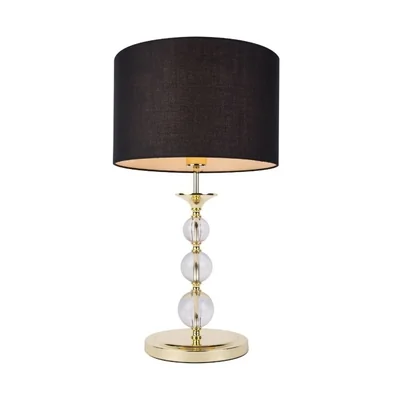 REA II Lampa stołowa E27 IP20 złota z czarnym abażurem