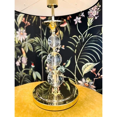 REA II Lampa stołowa E27 IP20 złota z czarnym abażurem