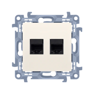 SIMON 10 Gniazdo komputerowe RJ45 kategoria 5e + telefoniczne RJ11 kremowy
