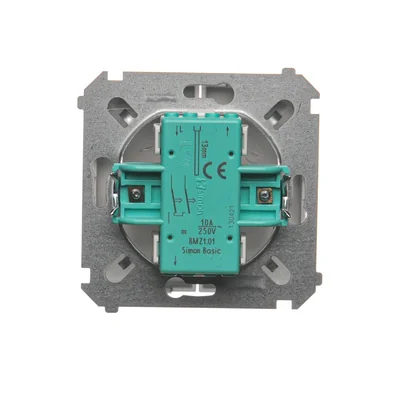 SIMON BASIC Przycisk żaluzjowy pojedynczy (moduł) 10A, 250V, zaciski śrubowe, srebrny mat, metalizowany