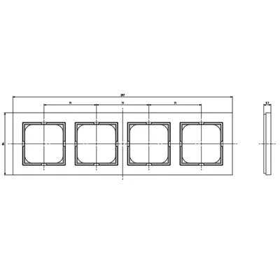SONATA Ramka poczwórna czarny metalik