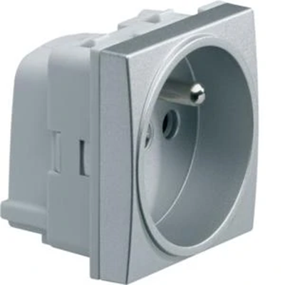 SYSTO Gniazdo z uziemieniem samozaciski 2 moduły 16A/230V aluminium